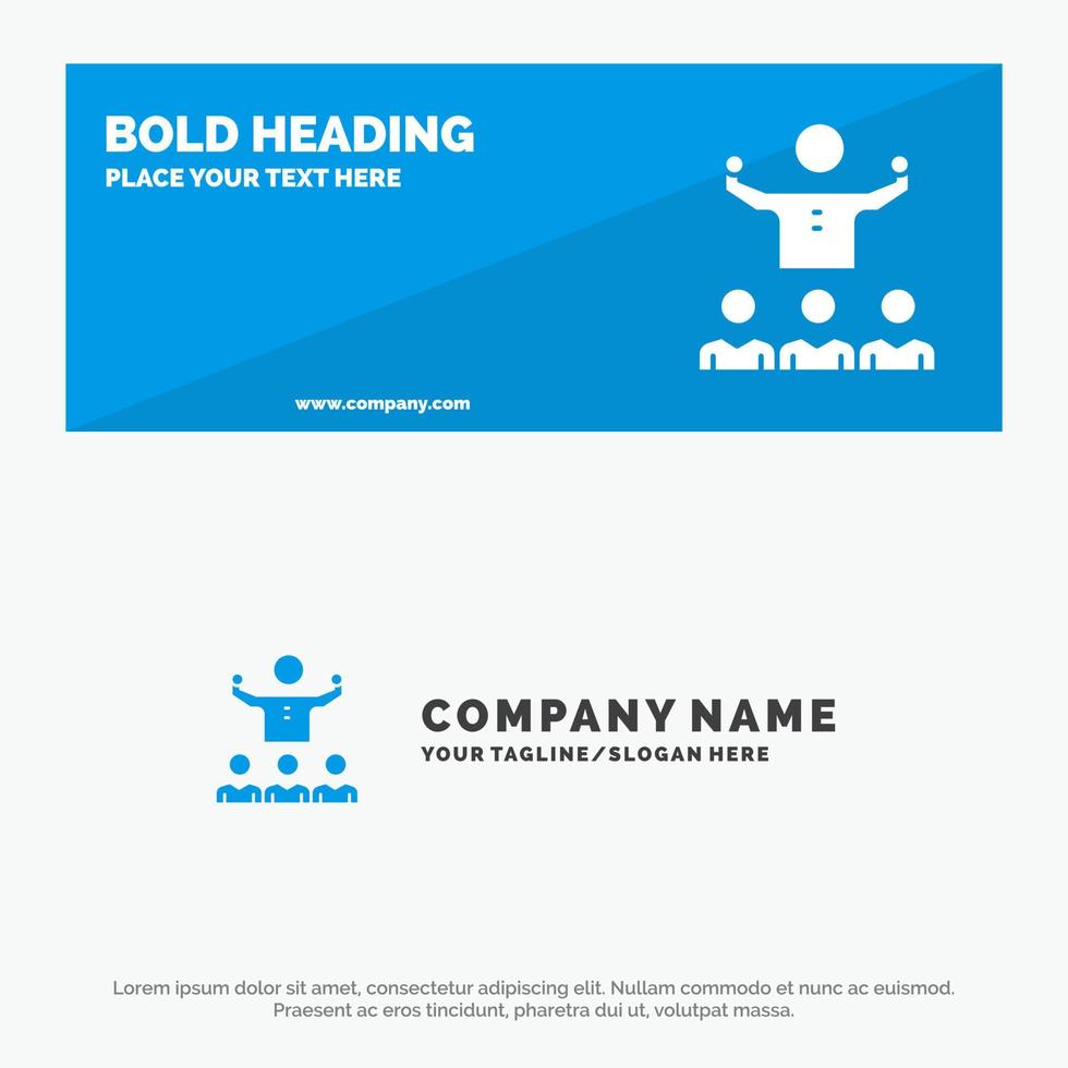 Encourage Growth Mentor Mentorship Team SOlid Icon Website Banner and Business Logo Template vector