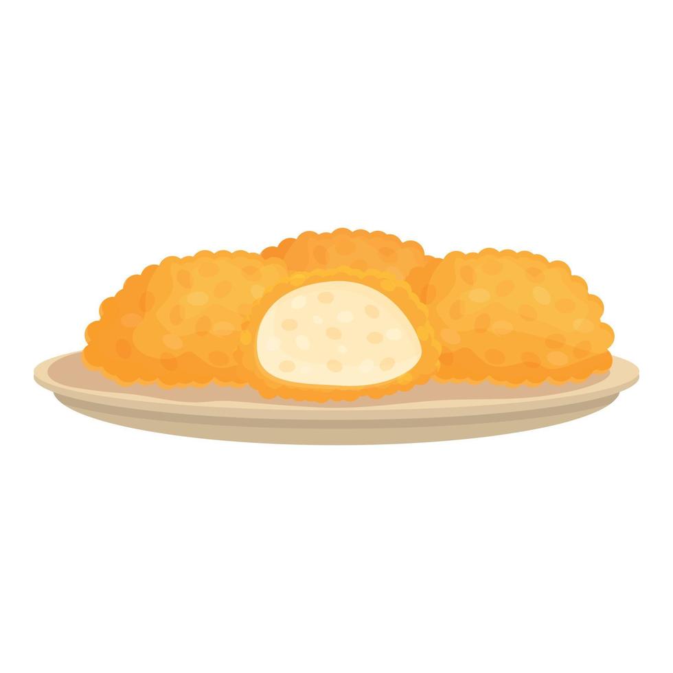 vector de dibujos animados de icono de croqueta de plato. cocina comida