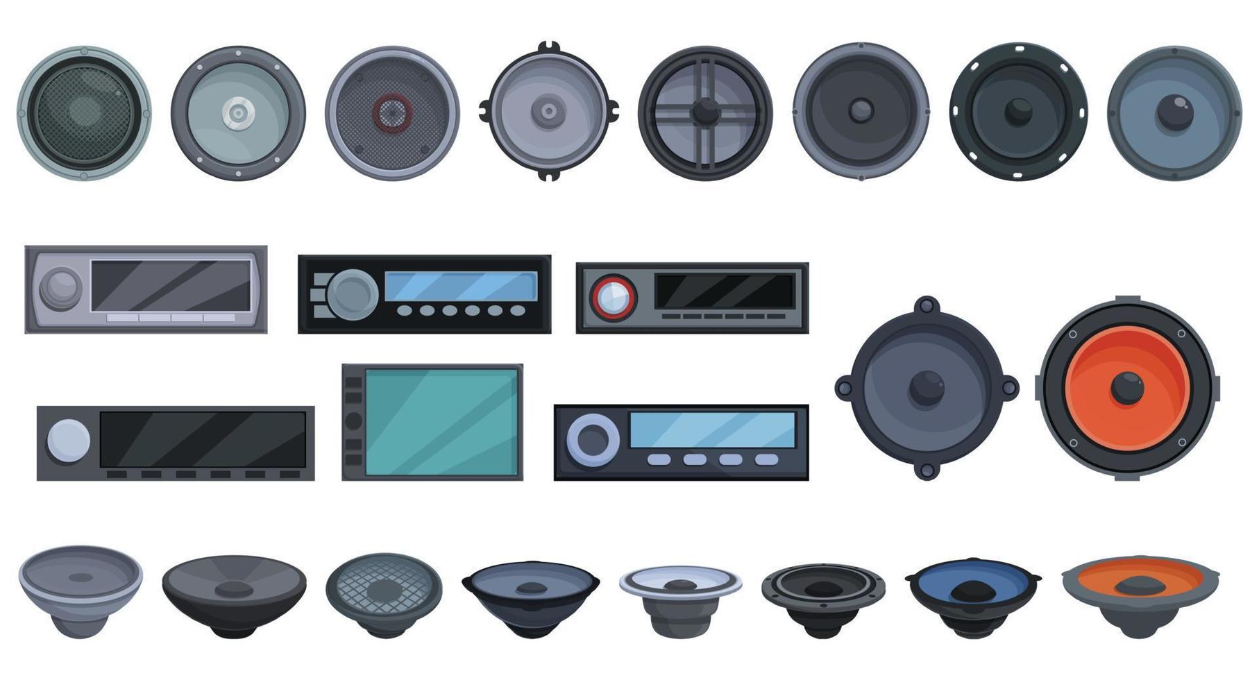 Acoustics for the carmusic icons set cartoon vector. Sound bass vector