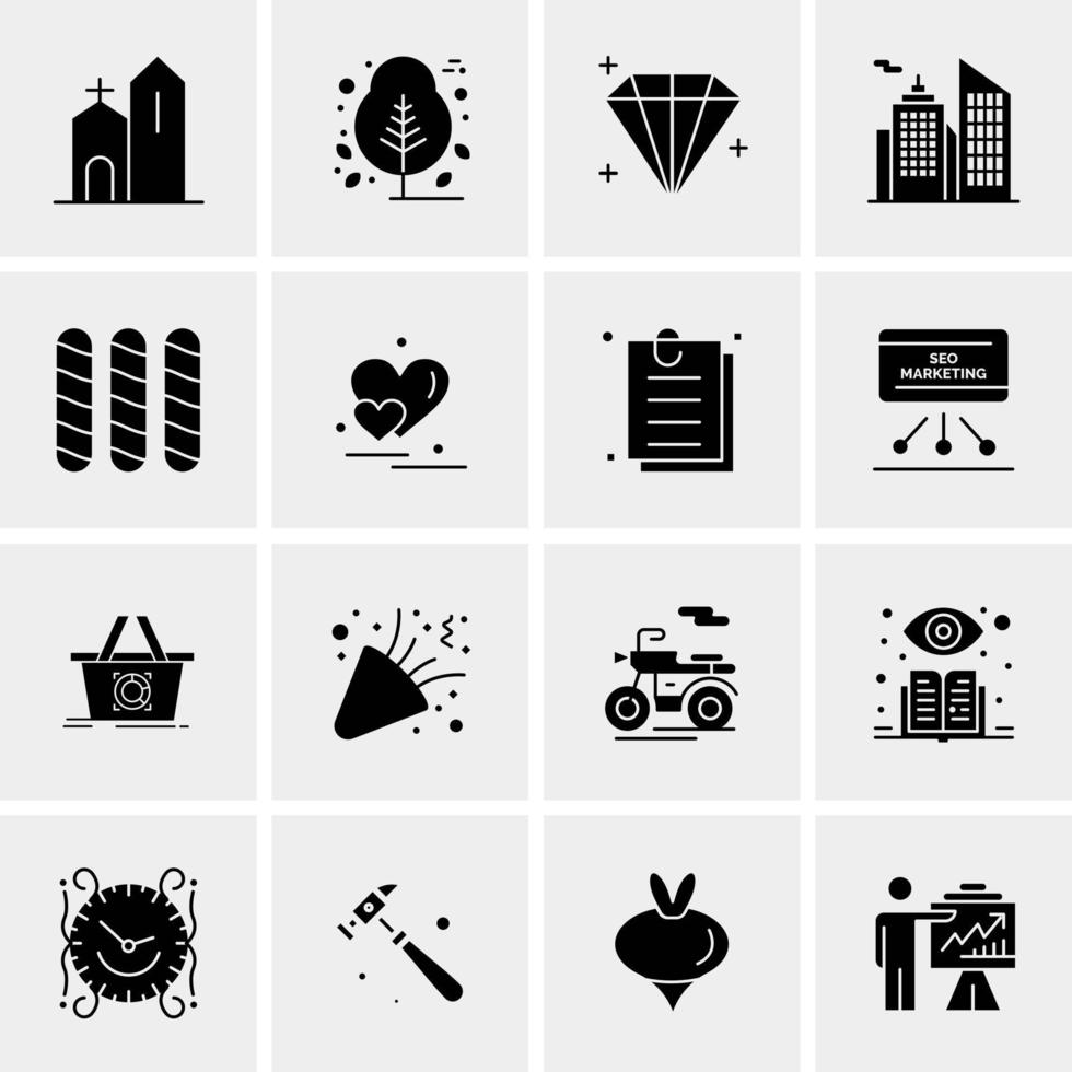 16 iconos de negocios universales vector ilustración de icono creativo para usar en proyectos relacionados con la web y dispositivos móviles