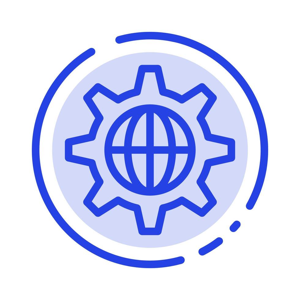 Security World Globe Internet Blue Dotted Line Line Icon vector