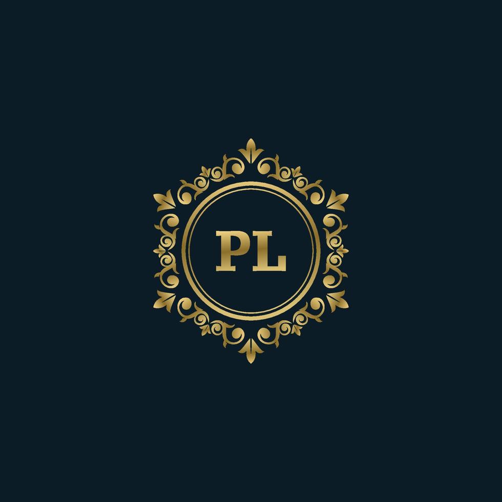 logotipo de letra pl con plantilla de oro de lujo. plantilla de vector de logotipo de elegancia.