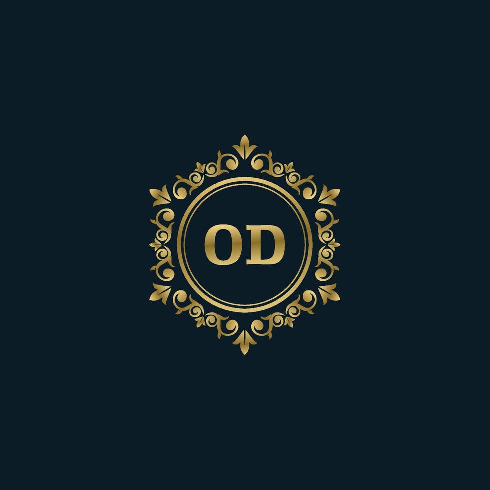 logotipo de letra od con plantilla de oro de lujo. plantilla de vector de logotipo de elegancia.