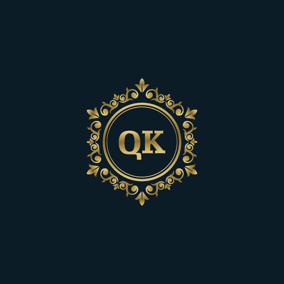 logotipo de letra qk con plantilla de oro de lujo. plantilla de vector de logotipo de elegancia.