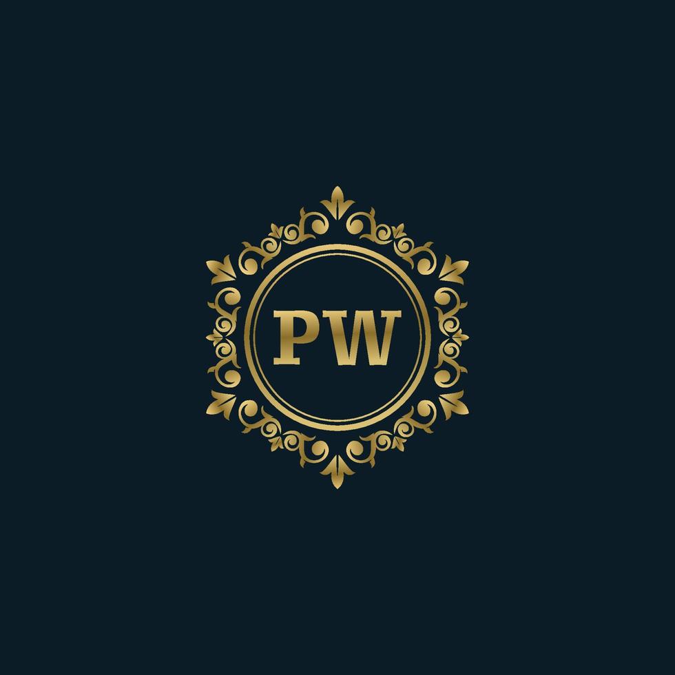 Letter PW logo with Luxury Gold template. Elegance logo vector template.