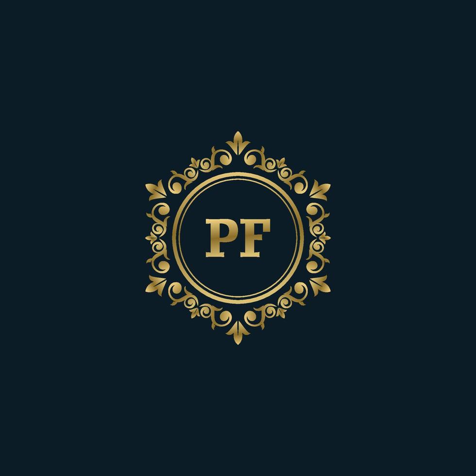 logotipo de letra pf con plantilla de oro de lujo. plantilla de vector de logotipo de elegancia.