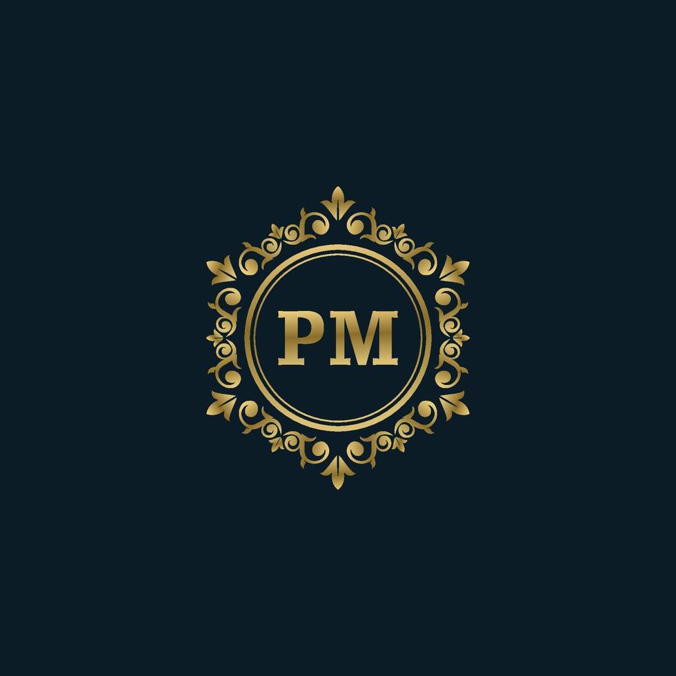 Letter PM logo with Luxury Gold template. Elegance logo vector template.