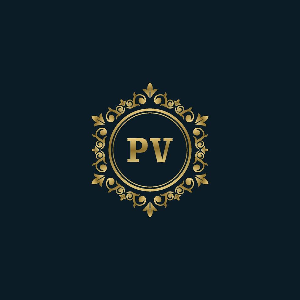 Letter PV logo with Luxury Gold template. Elegance logo vector template