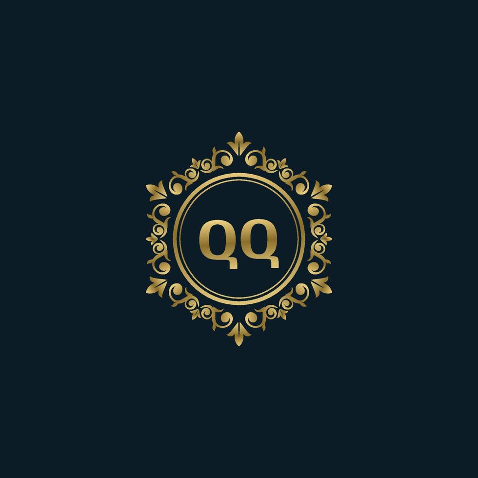 logotipo de letra qq con plantilla de oro de lujo. plantilla de vector de logotipo de elegancia.