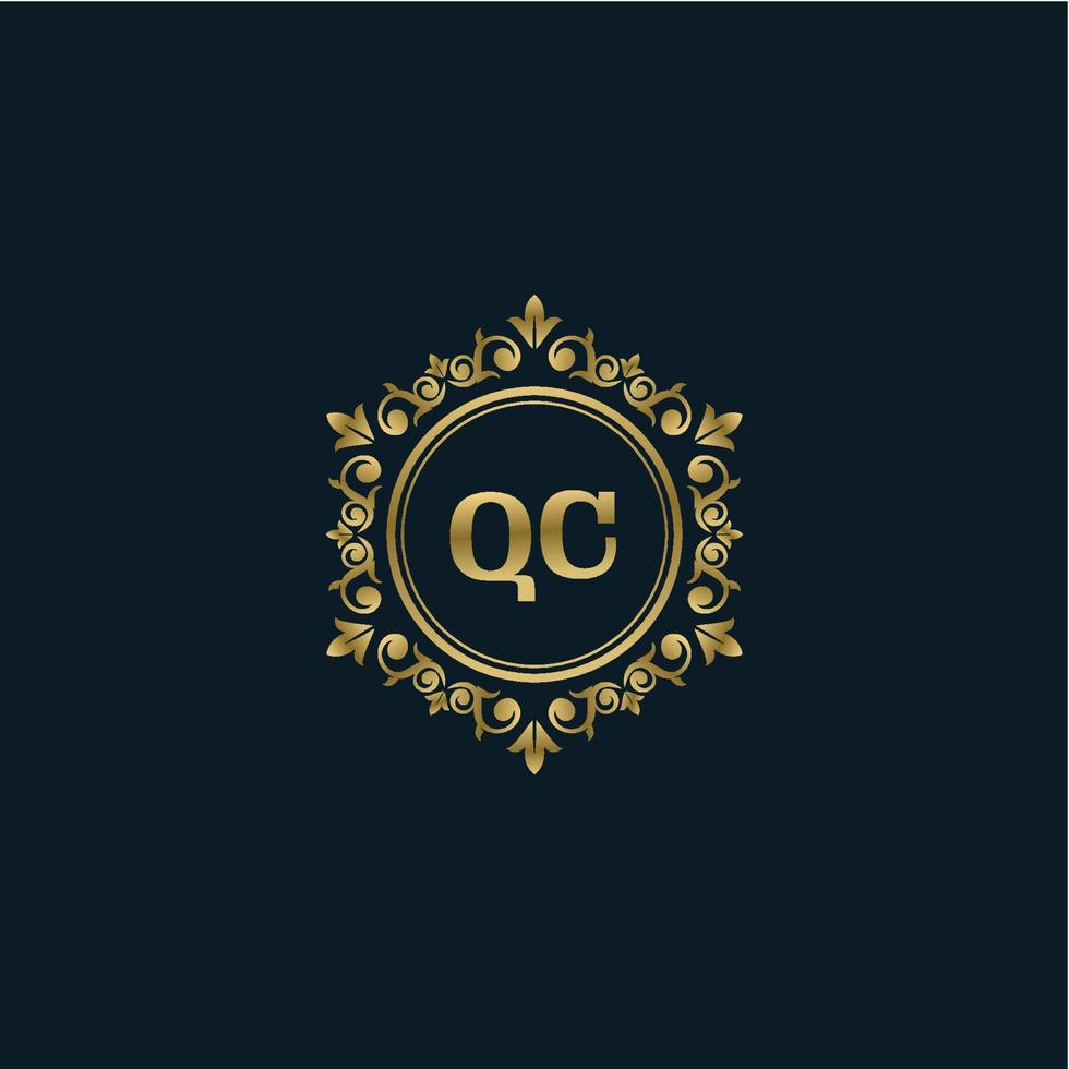 logotipo de letra qc con plantilla de oro de lujo. plantilla de vector de logotipo de elegancia.