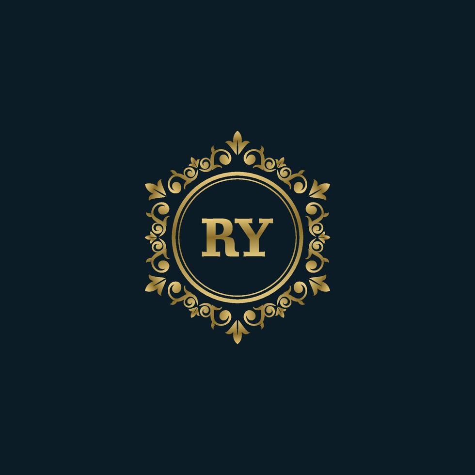 logotipo de letra ry con plantilla de oro de lujo. plantilla de vector de logotipo de elegancia.