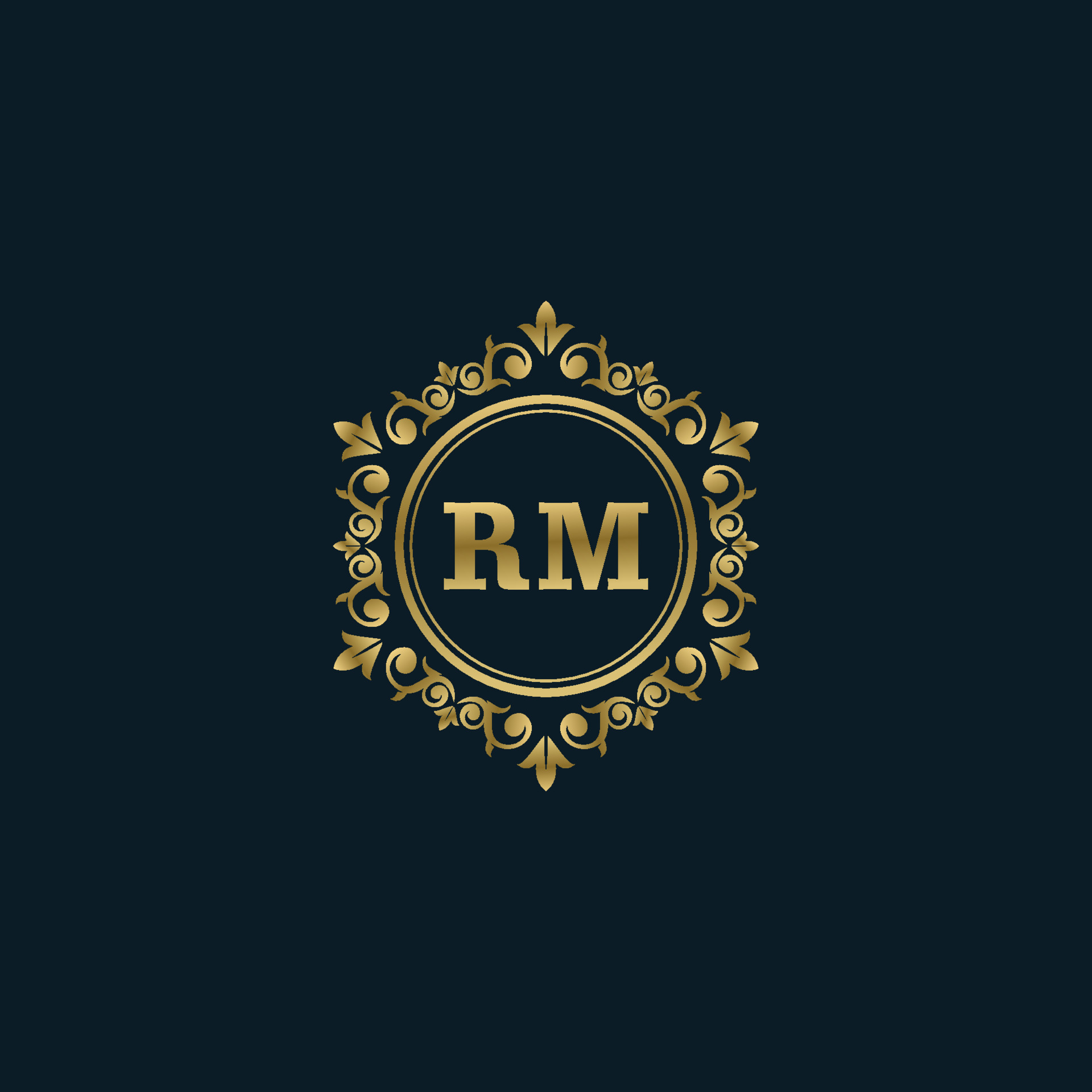 Letter RM logo with Luxury Gold template. Elegance logo vector template