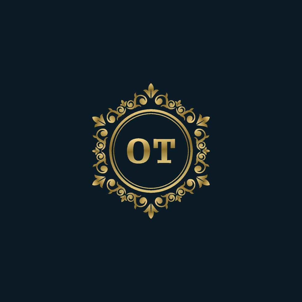 logotipo de letra ot con plantilla de oro de lujo. plantilla de vector de logotipo de elegancia.