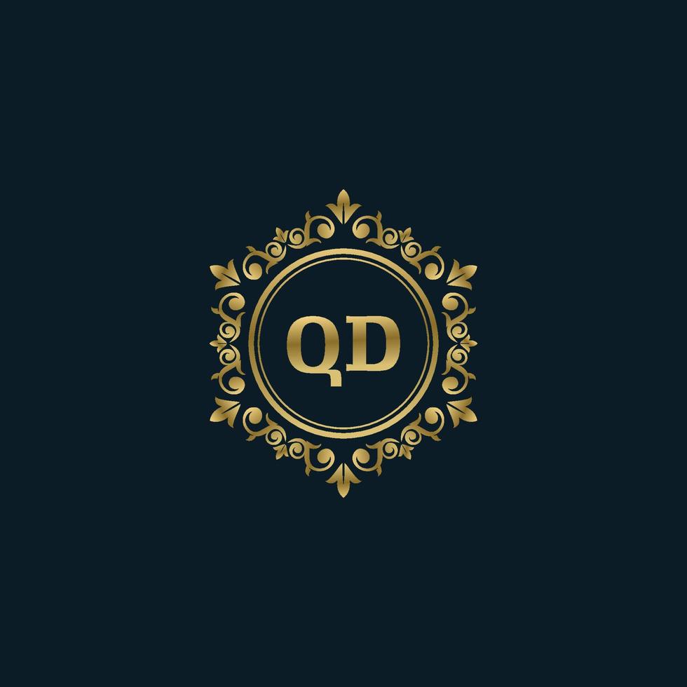 Letter QD logo with Luxury Gold template. Elegance logo vector template.