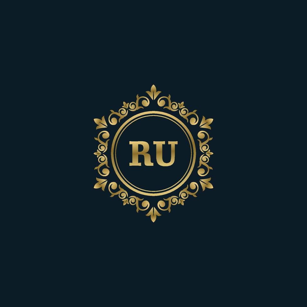 logotipo de la letra ru con plantilla de oro de lujo. plantilla de vector de logotipo de elegancia.