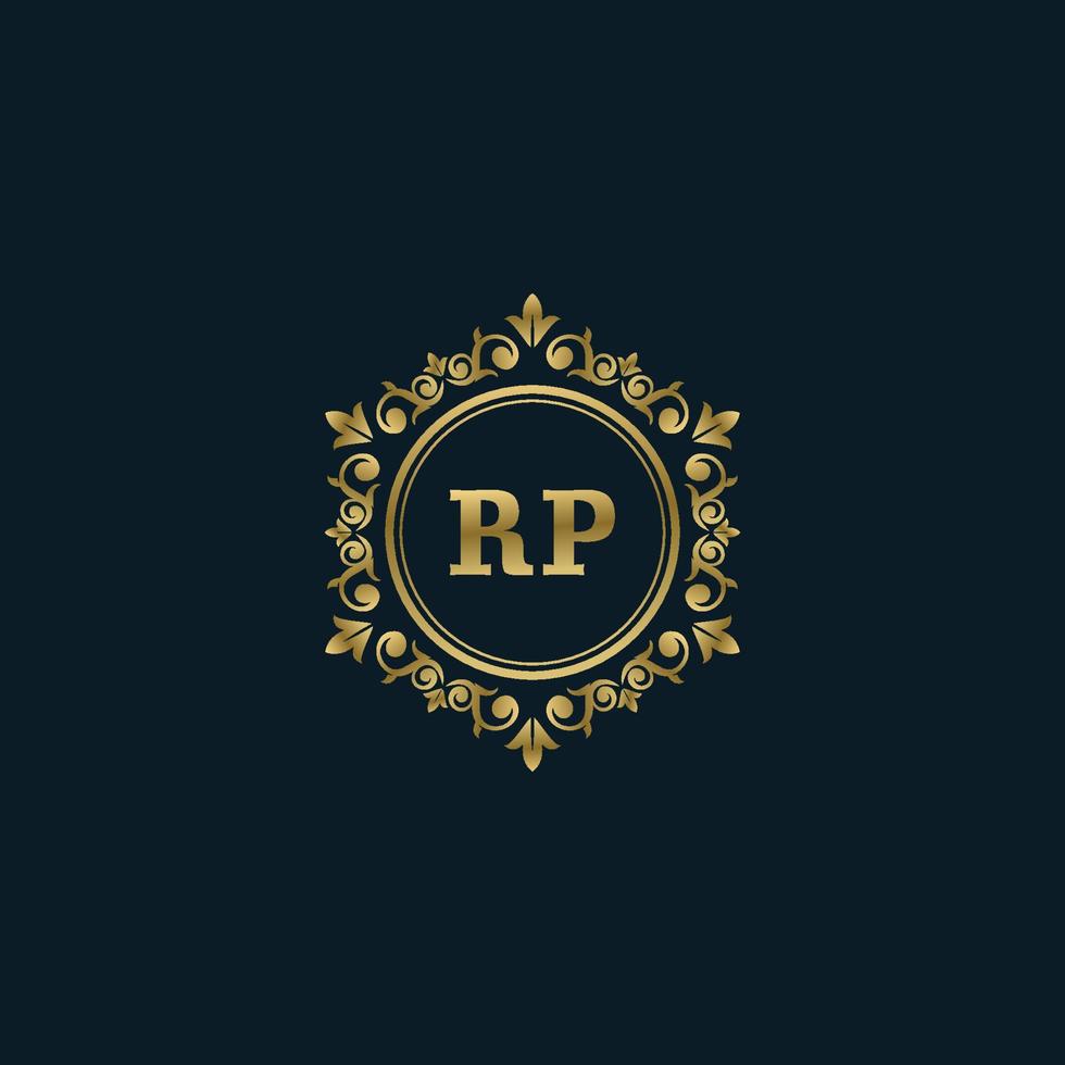 logotipo de letra rp con plantilla de oro de lujo. plantilla de vector de logotipo de elegancia.