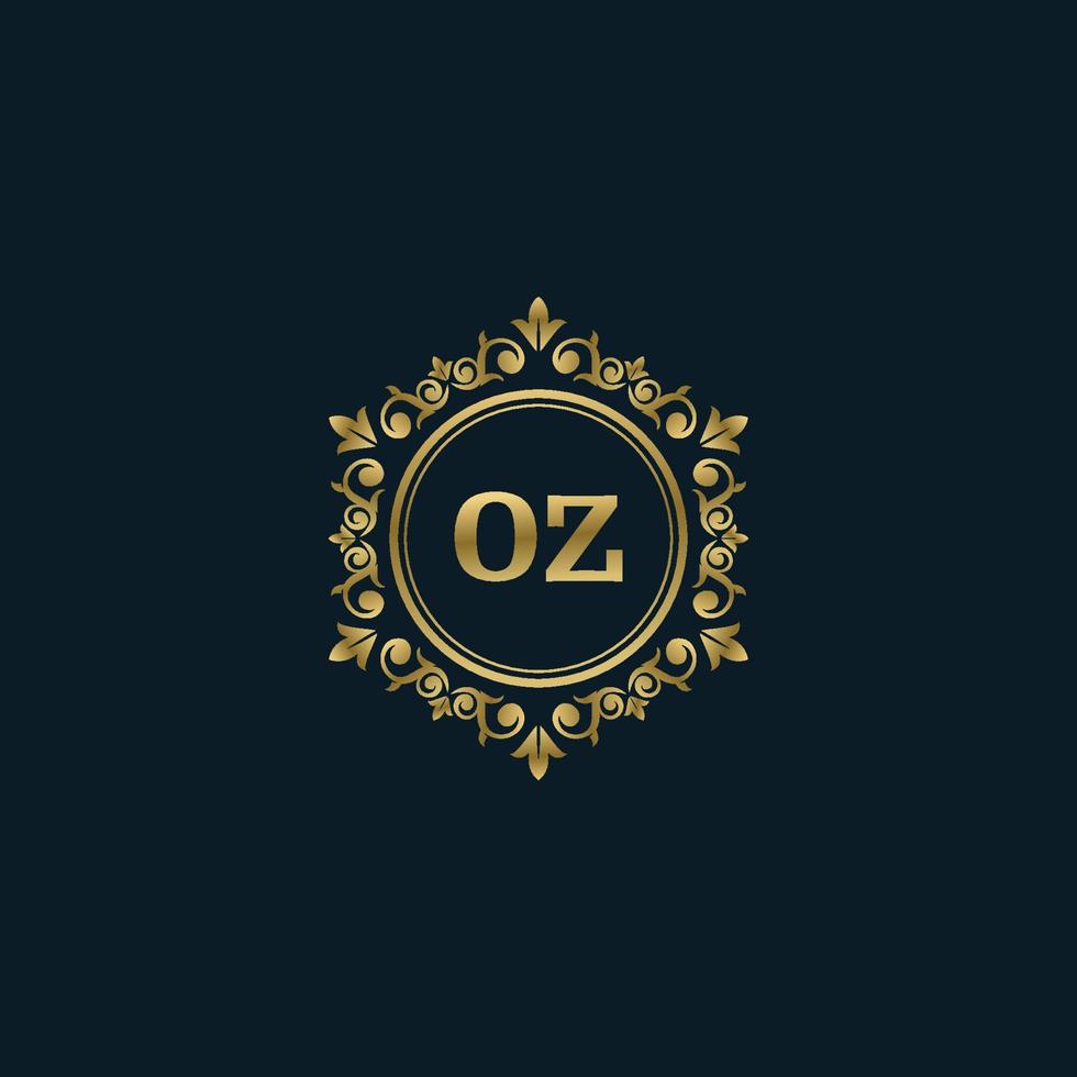 logotipo de letra oz con plantilla de oro de lujo. plantilla de vector de logotipo de elegancia.