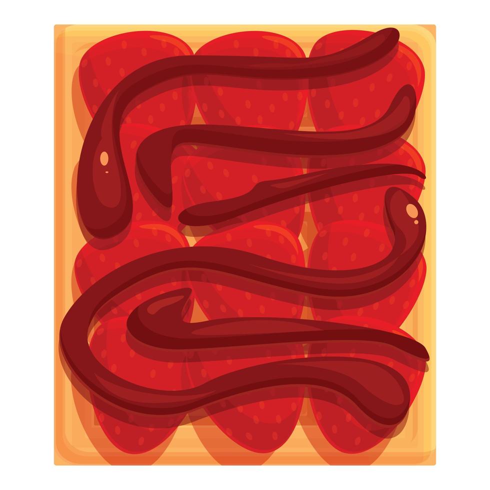Red fruit waffle icon cartoon vector. Belgian food vector