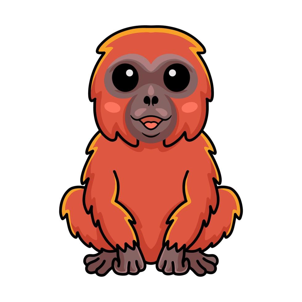 pequeño y lindo orangután de dibujos animados sentado vector