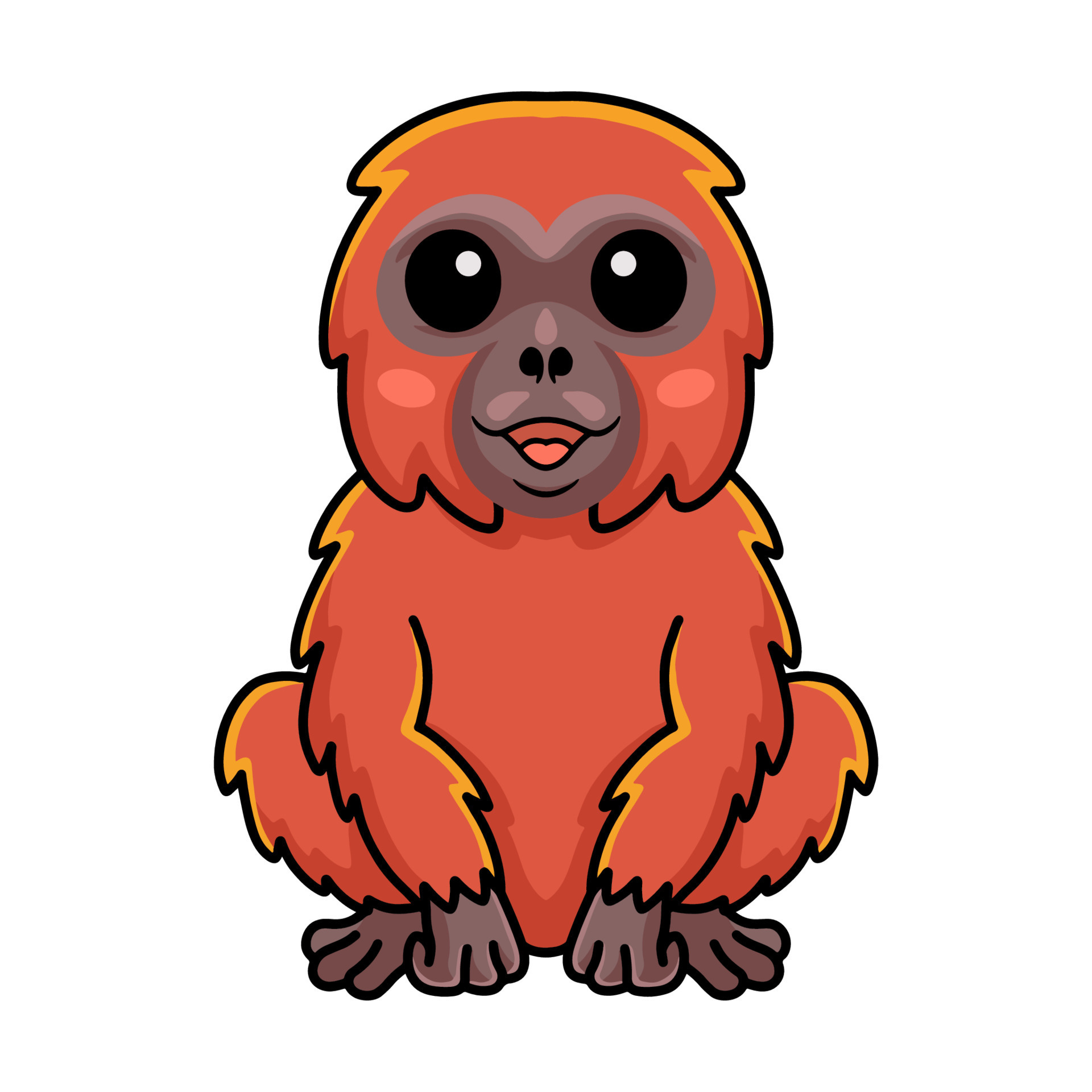 Cute little orangutan cartoon sitting 14802800 Vector Art at Vecteezy