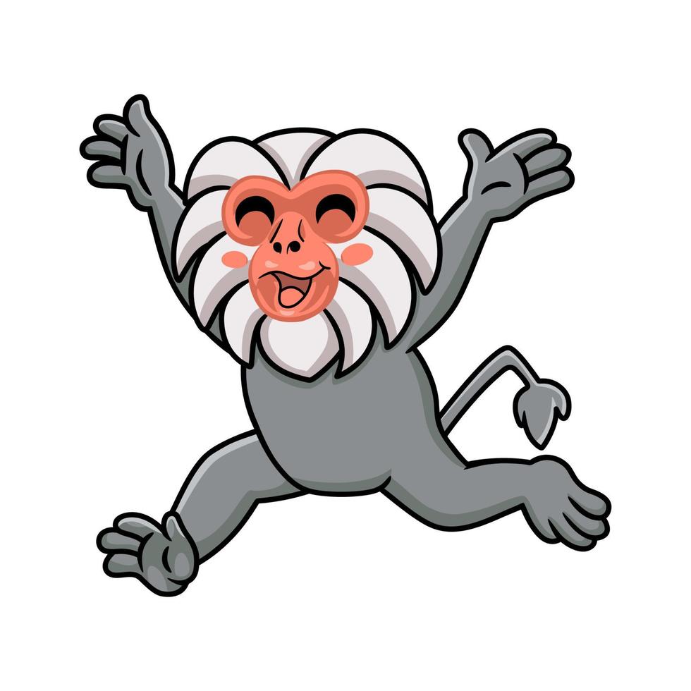 Cute little hamadryad monkey cartoon running vector