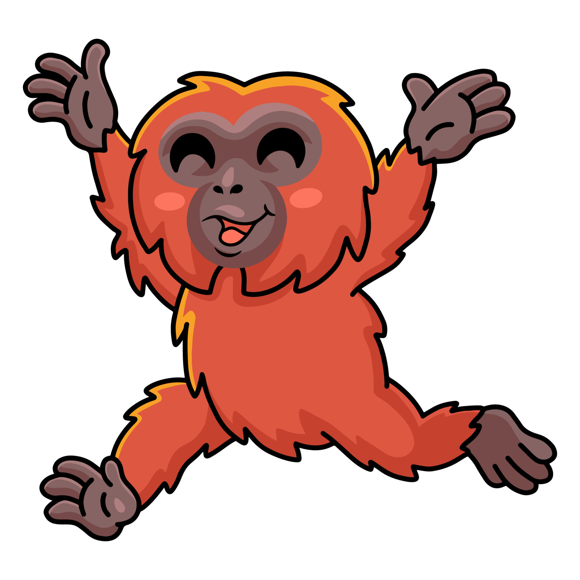 Cute little orangutan cartoon running 14802806 Vector Art at Vecteezy