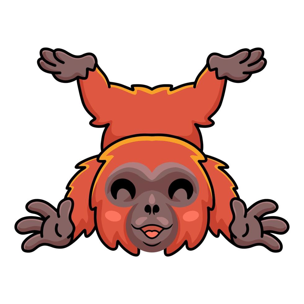 Cute little orangutan cartoon posing vector