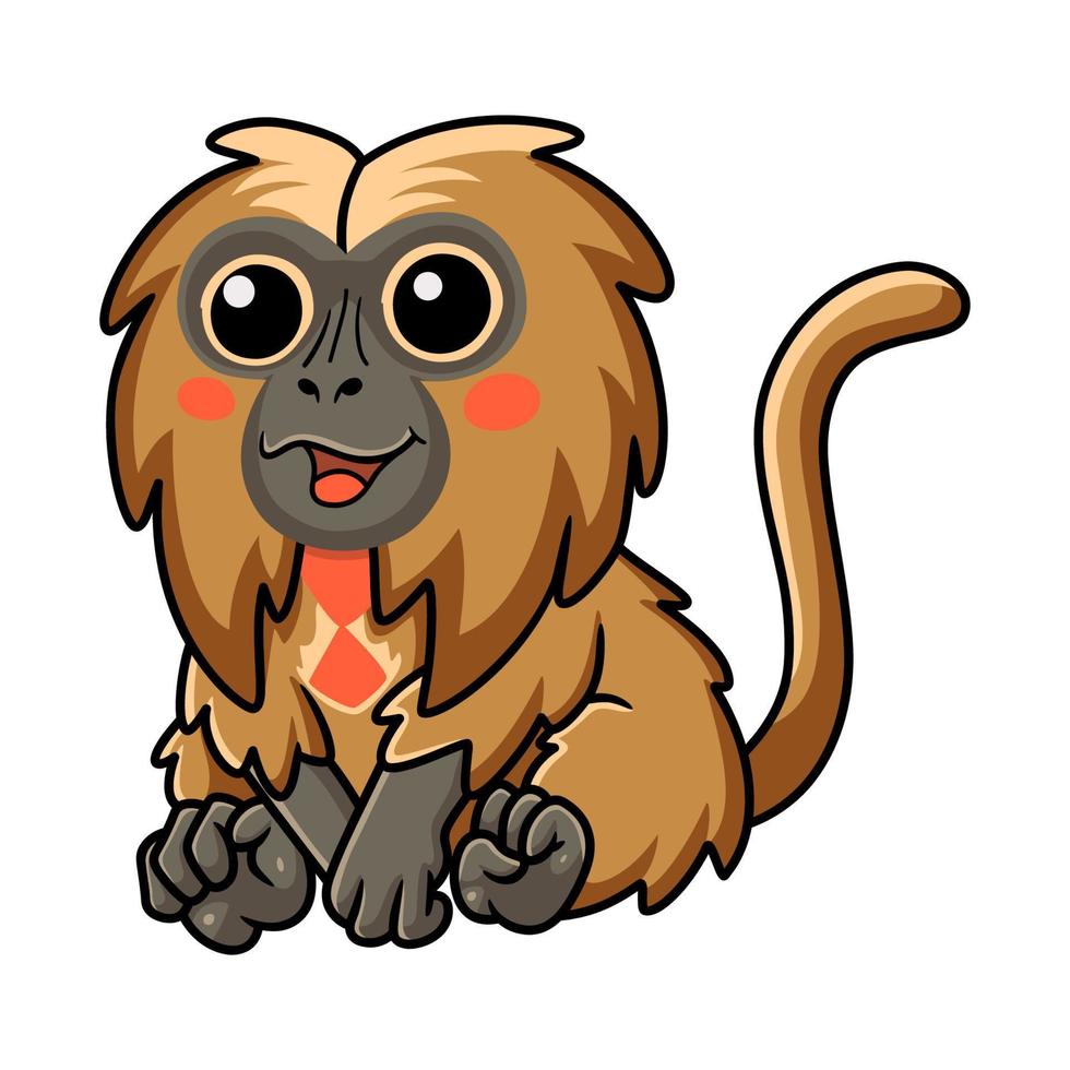 Cute little gelada monkey cartoon sitting vector