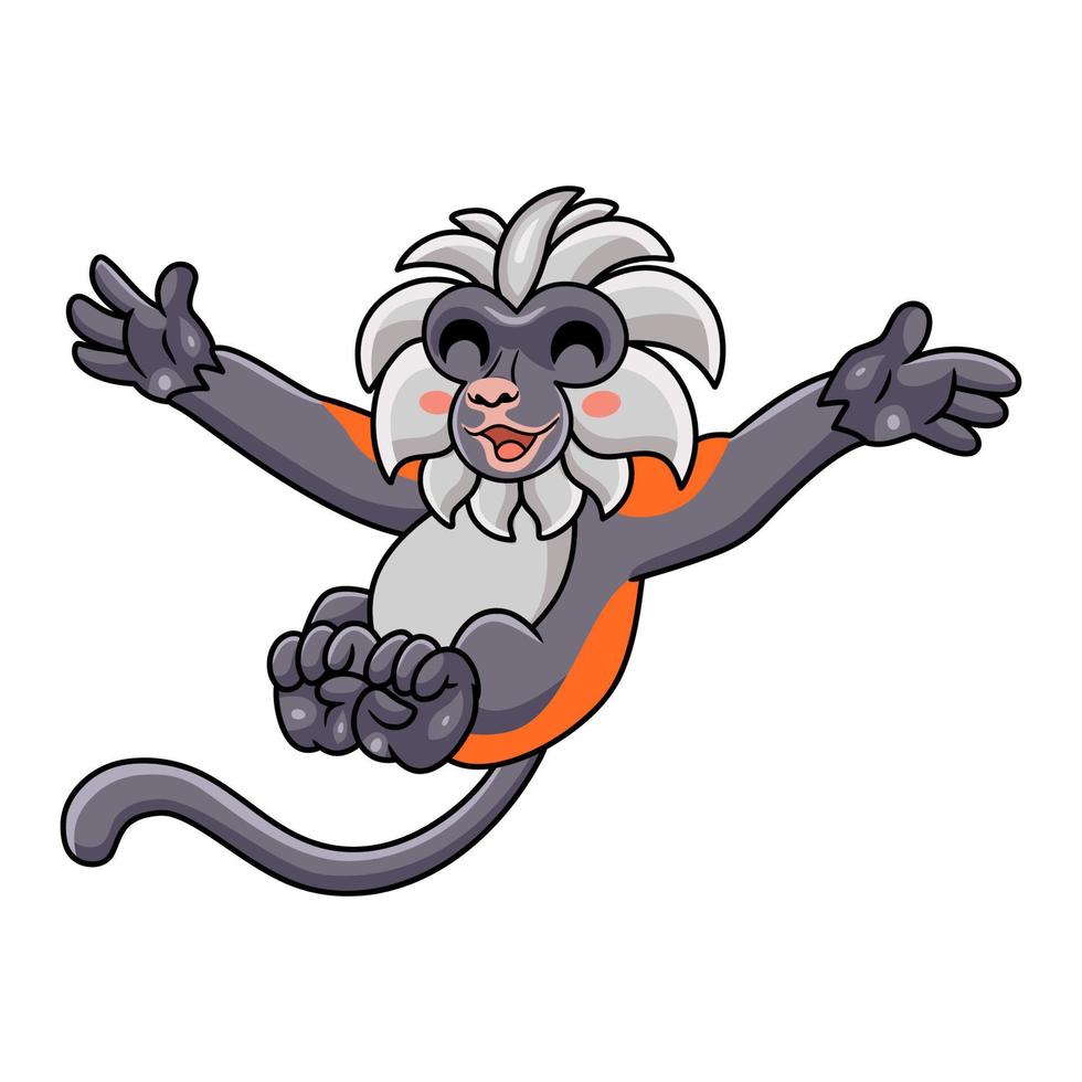 Cute zanzibar red colobus monkey cartoon posing vector