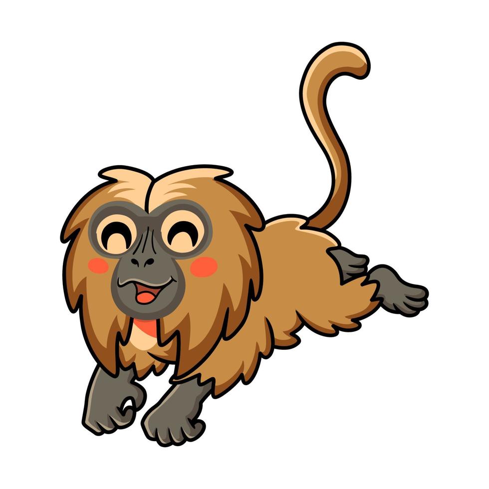 Cute little gelada monkey cartoon walking vector