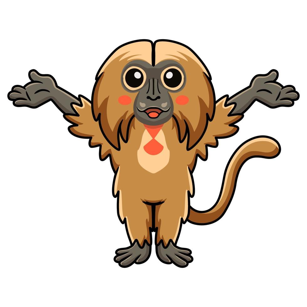 Cute little gelada monkey cartoon raising hands vector
