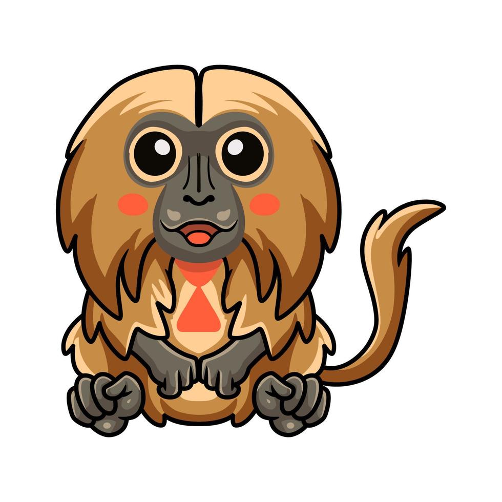 Cute little gelada monkey cartoon sitting vector