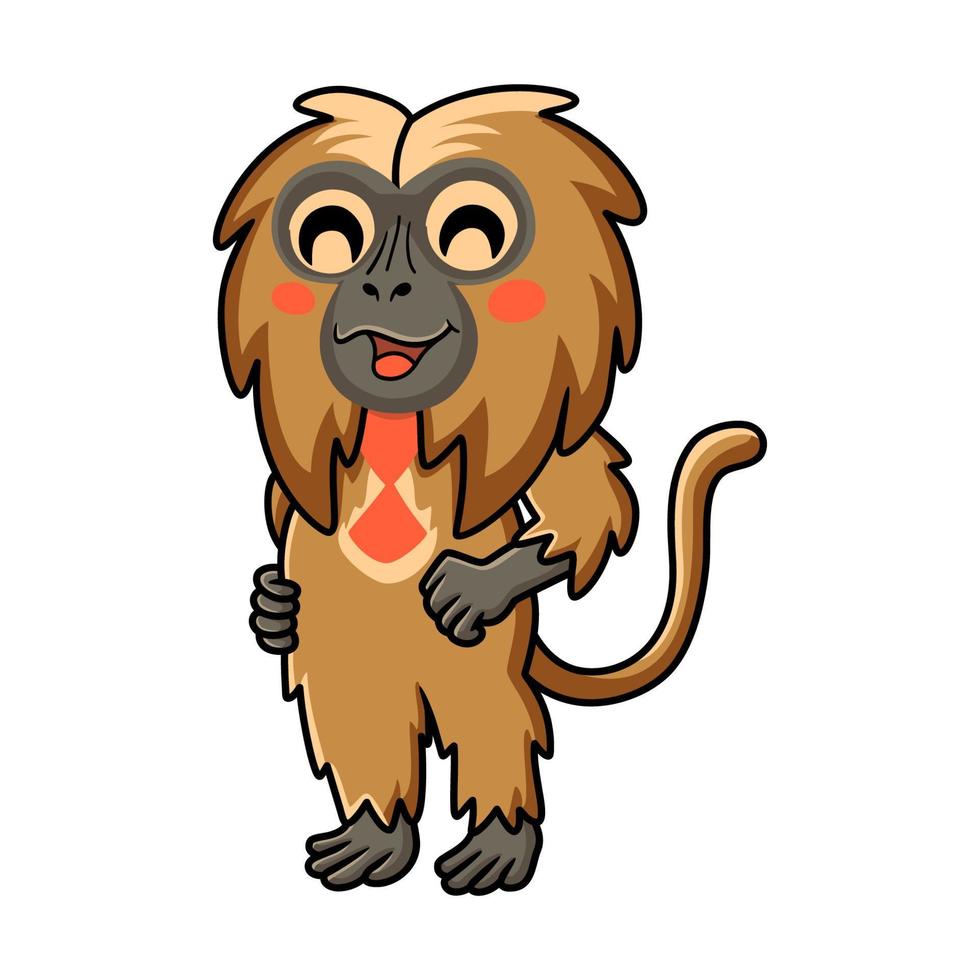 Cute little gelada monkey cartoon standing vector