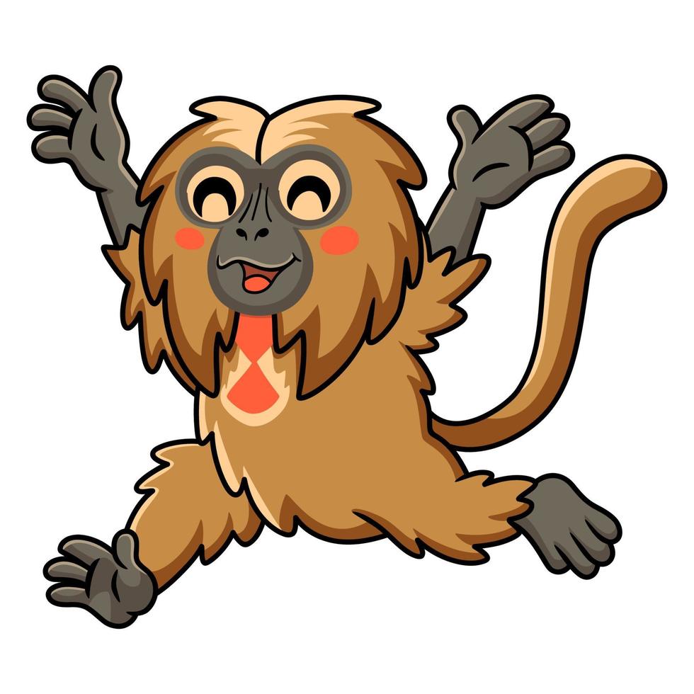 Cute little gelada monkey cartoon running vector