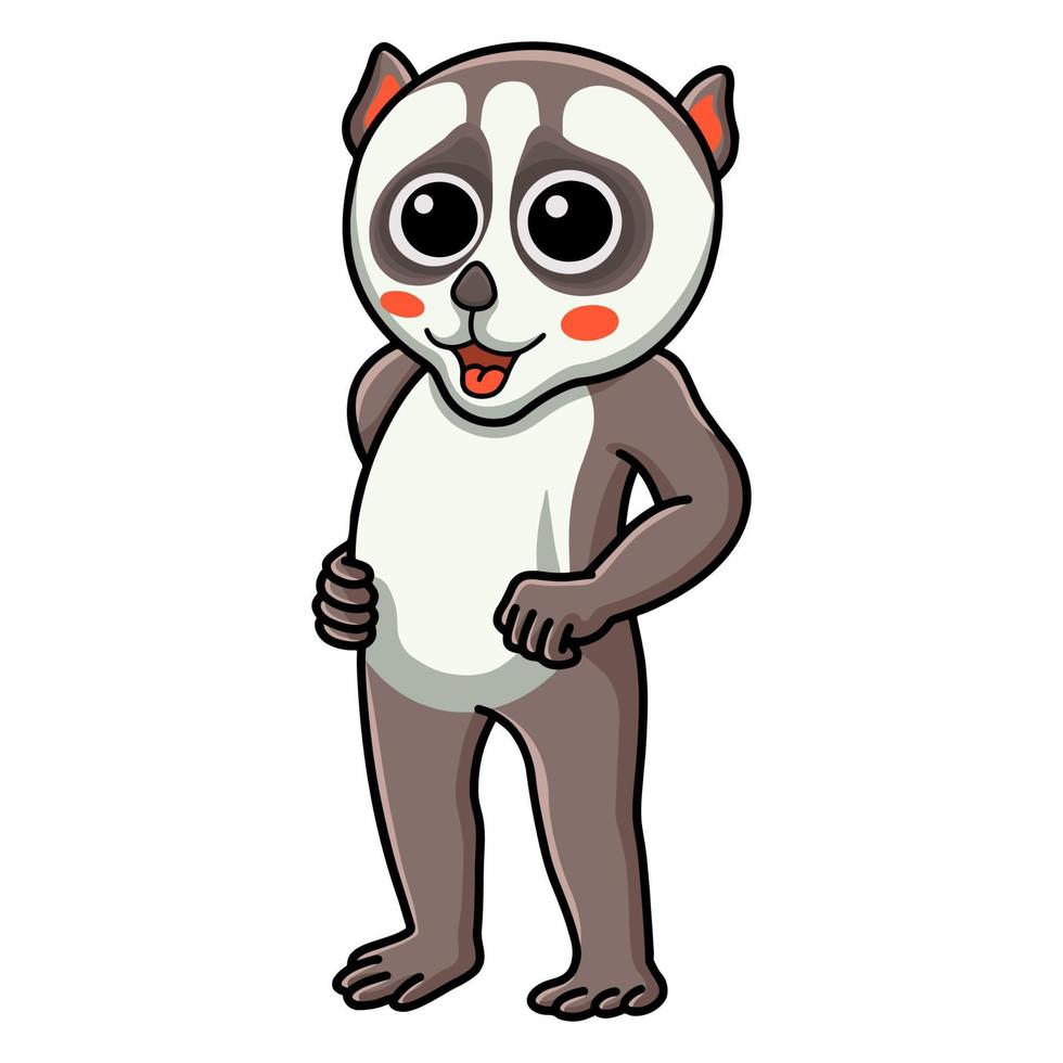 lindo pequeño loris de dibujos animados de pie vector