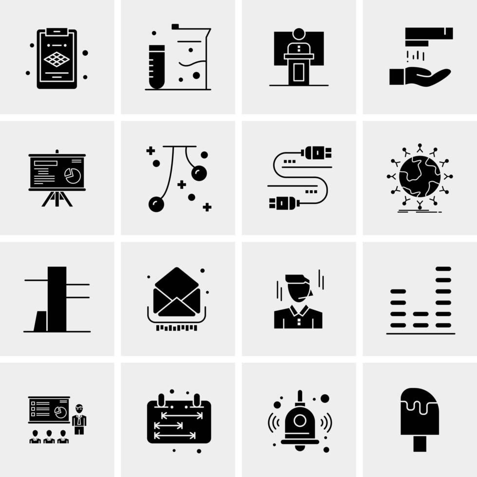 16 iconos de negocios universales vector ilustración de icono creativo para usar en proyectos relacionados con la web y dispositivos móviles