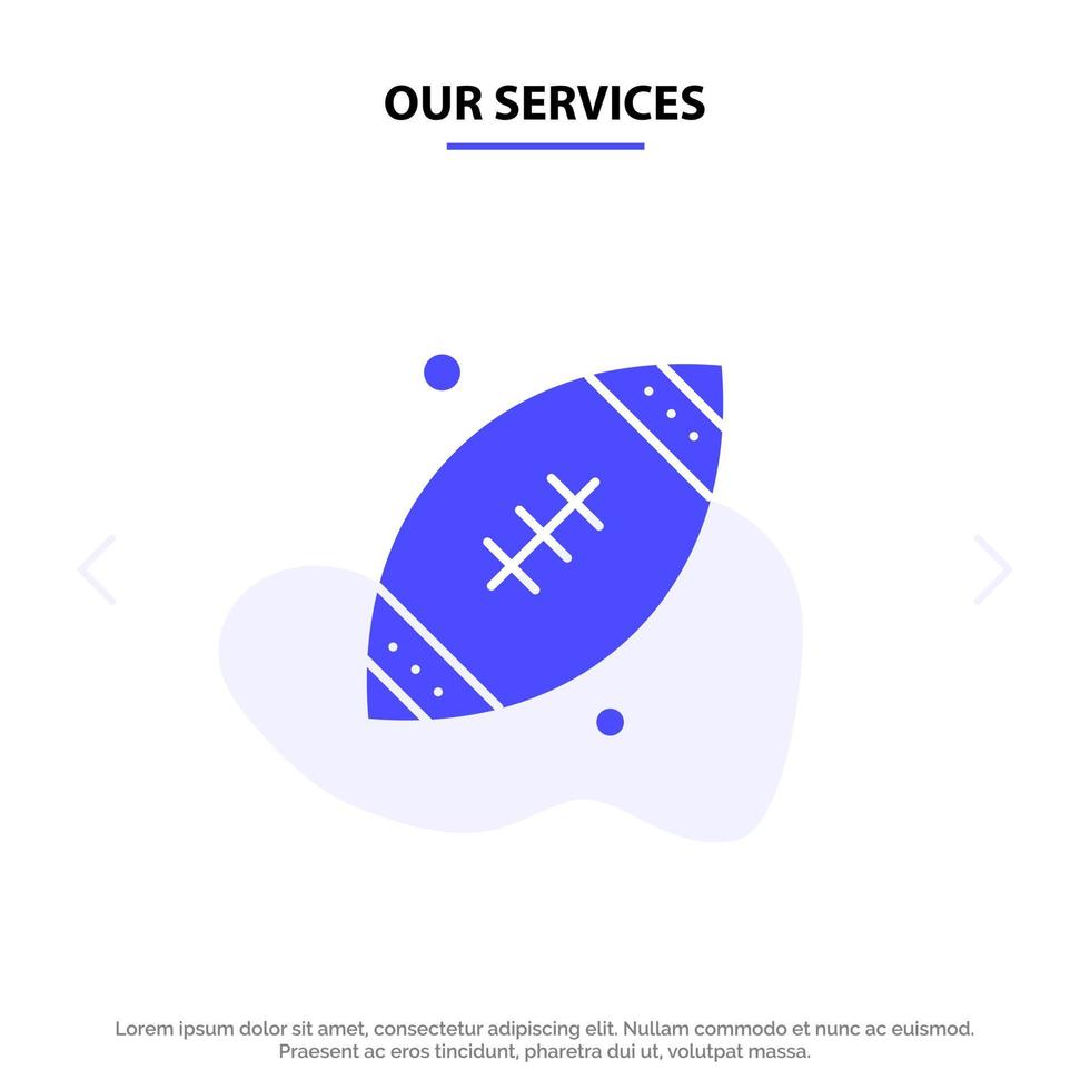 Our Services Ball Rugby Sports Ireland Solid Glyph Icon Web card Template vector