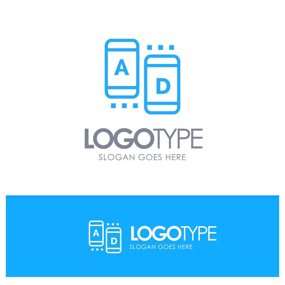 Ad Marketing Online Tablet Blue Outline Logo Place for Tagline vector