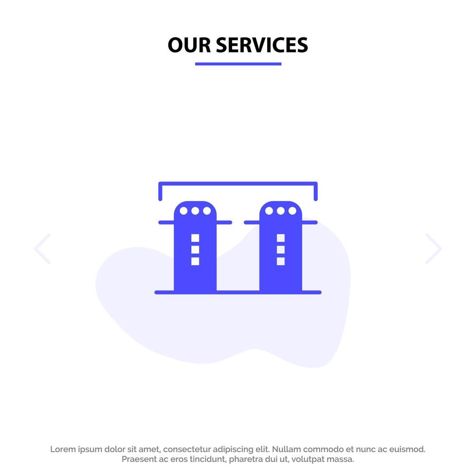 Our Services Salt Paper Bottle Spices Solid Glyph Icon Web card Template vector