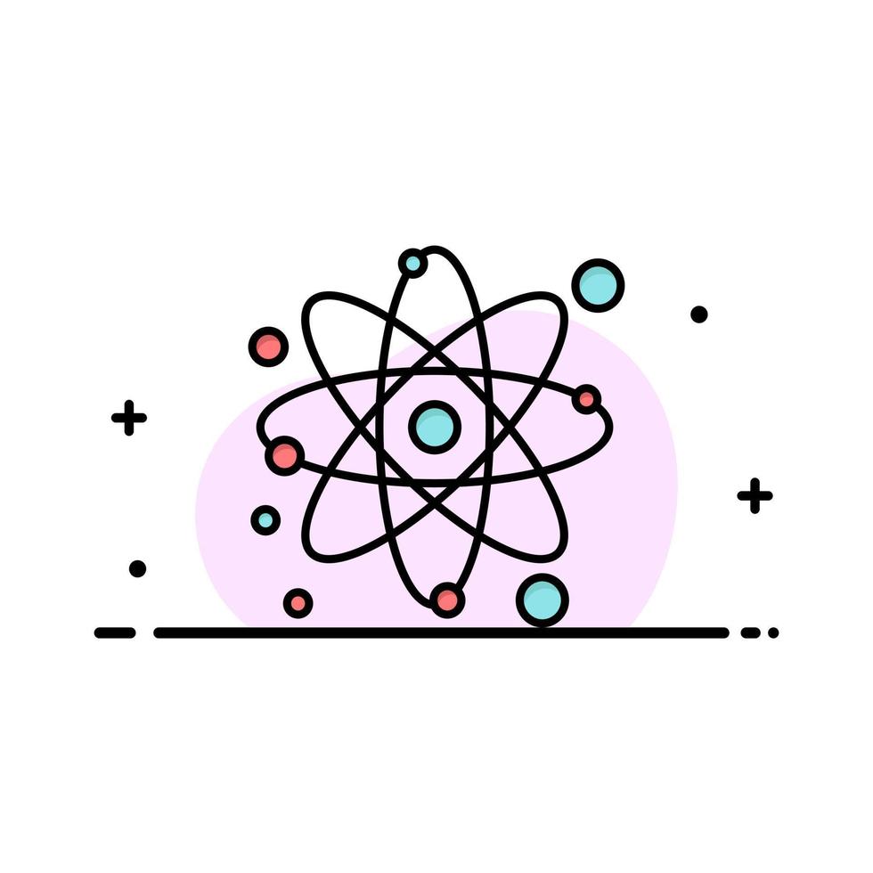 átomo partícula molécula física negocio línea plana icono lleno vector banner plantilla