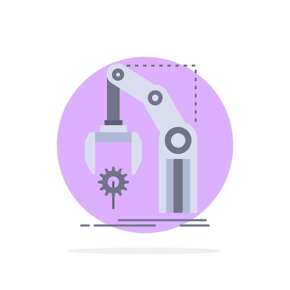 Automation factory hand mechanism package Flat Color Icon Vector