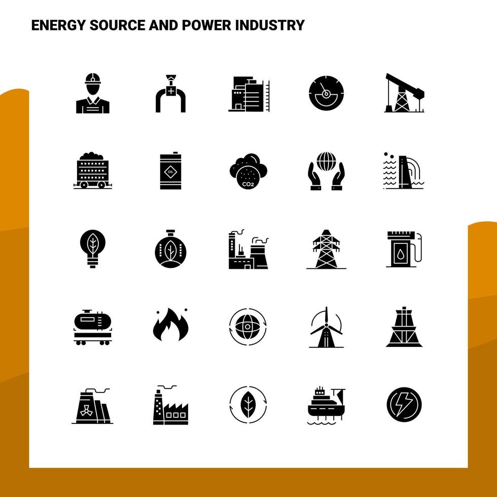 25 conjunto de iconos de fuente de energía e industria de energía plantilla de ilustración de vector de icono de glifo sólido para ideas web y móviles para empresa comercial