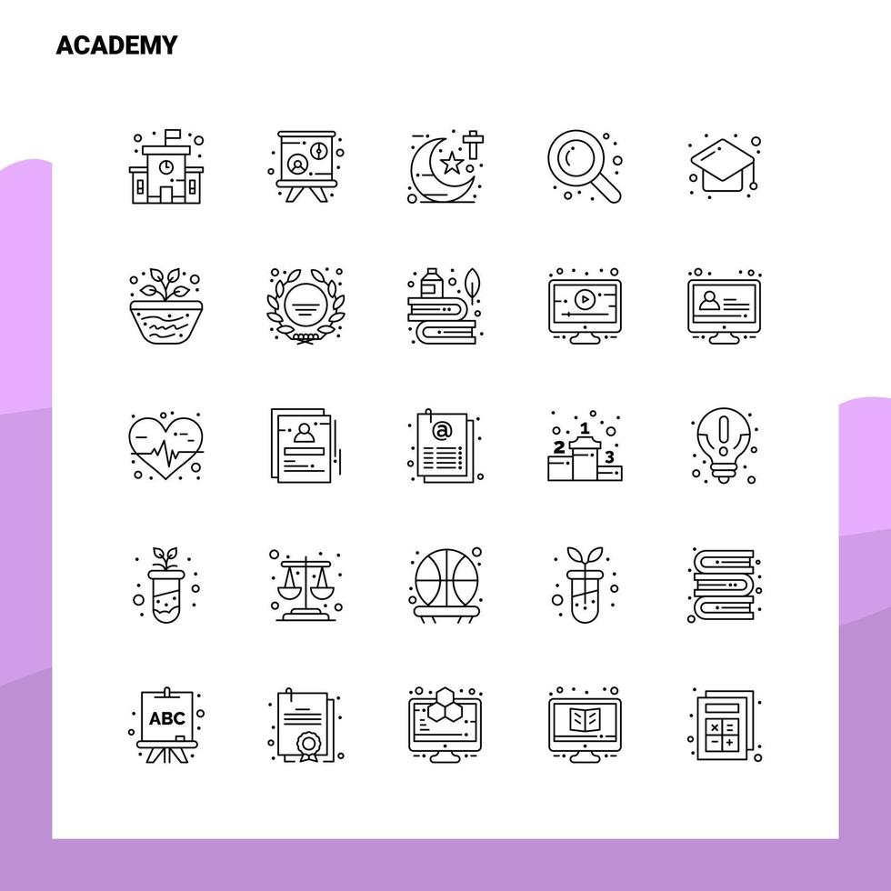 Set of Academy Line Icon set 25 Icons Vector Minimalism Style Design Black Icons Set Linear pictogram pack