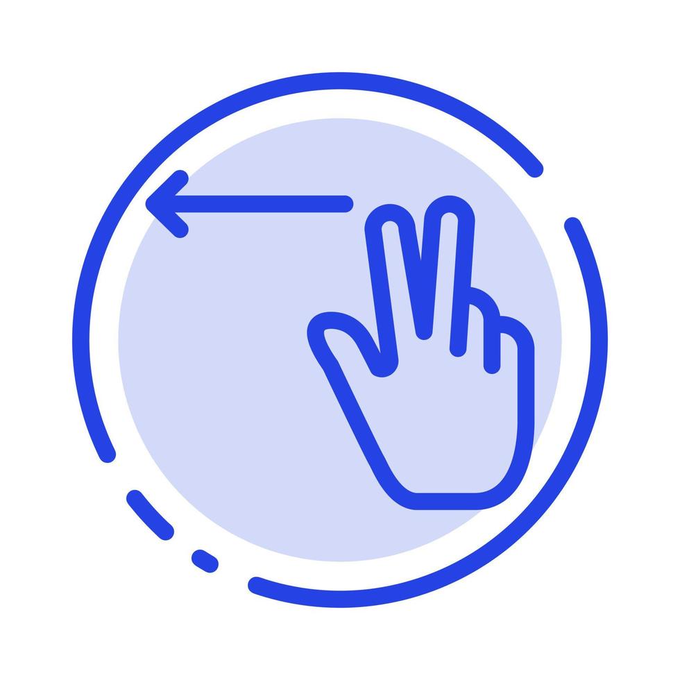 Fingers Gesture Left Blue Dotted Line Line Icon vector