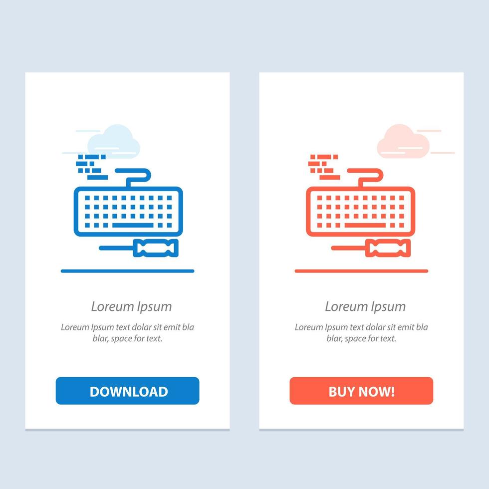Key Keyboard Hardware Repair  Blue and Red Download and Buy Now web Widget Card Template vector