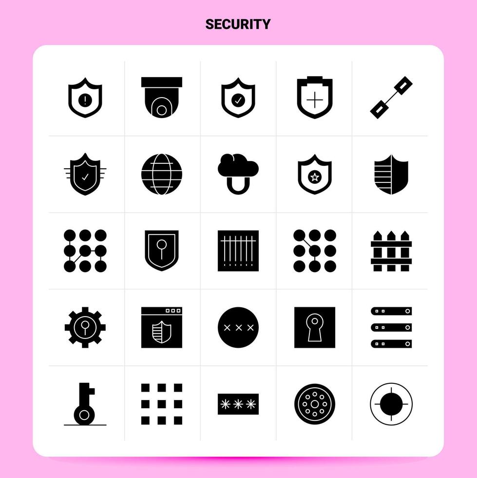 Solid 25 Security Icon set Vector Glyph Style Design Black Icons Set Web and Mobile Business ideas design Vector Illustration