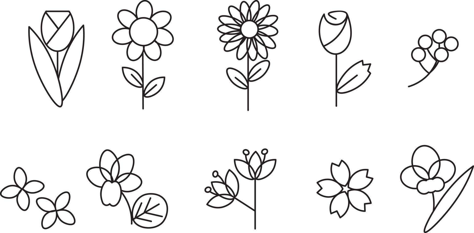 Icon set of flower vector