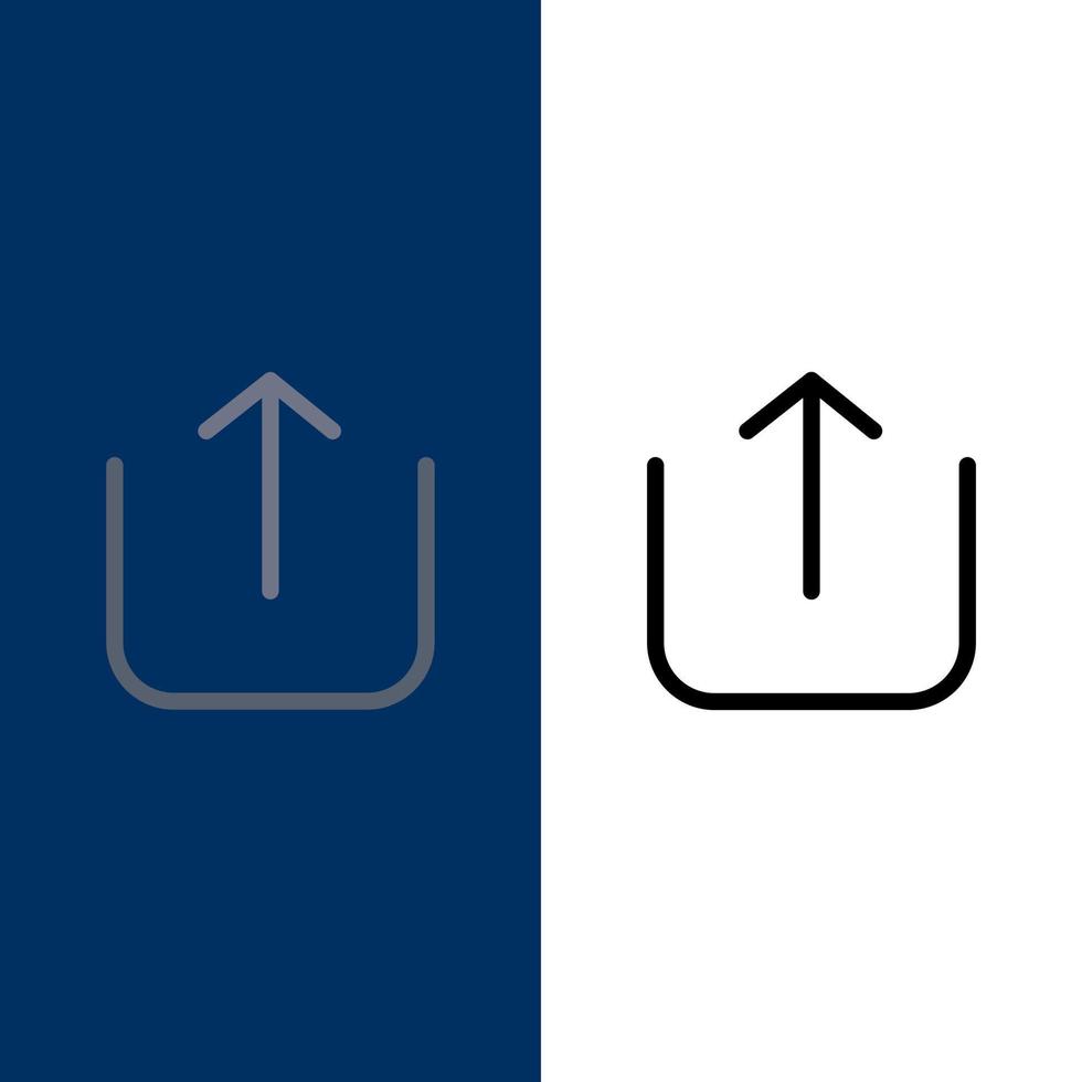 instagram up upload iconos planos y llenos de línea conjunto de iconos vector fondo azul
