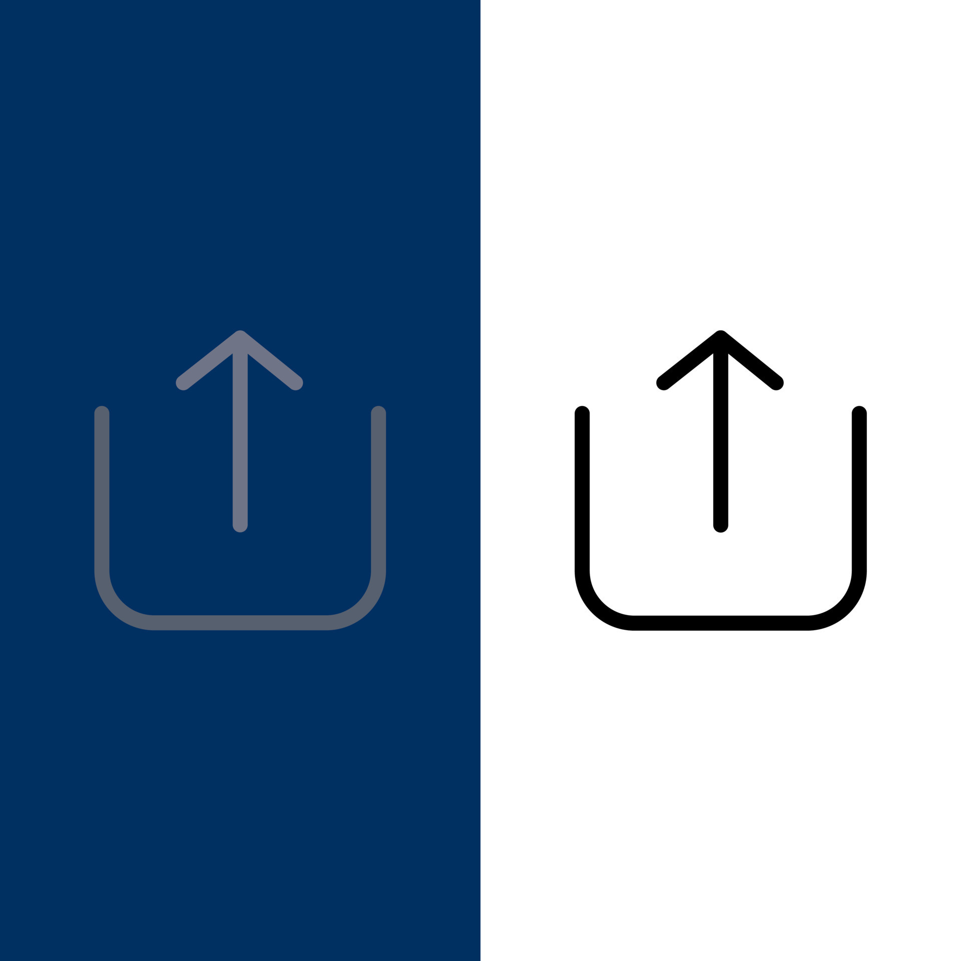 Instagram Up Upload Icons Flat and Line Filled Icon Set Vector Blue