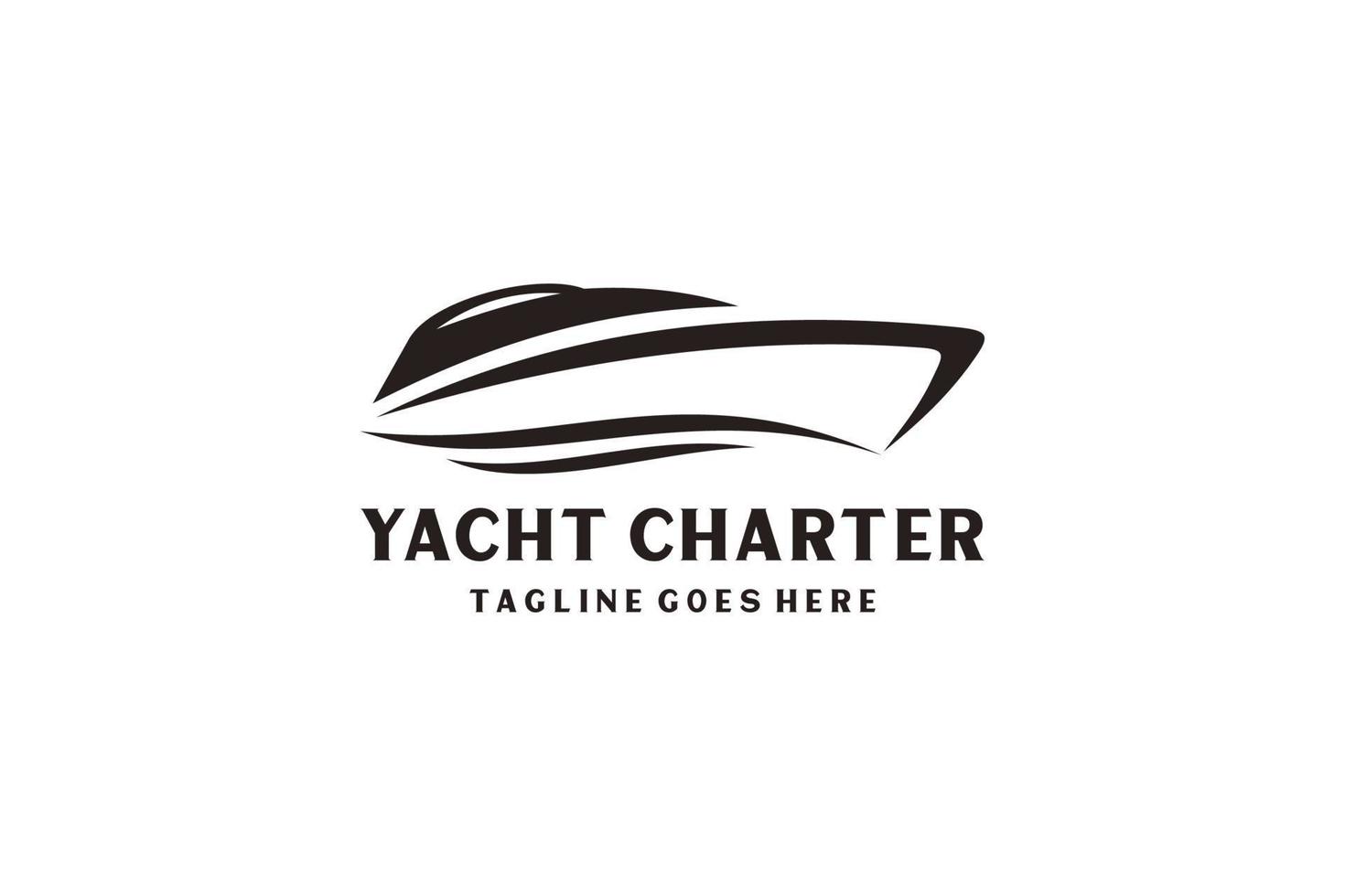 Inspiración en el diseño del logotipo del crucero en yate con un estilo de arte minimalista. vector